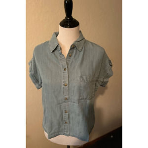 NWT Tencel TS Kali Short Sleeve Button Down Shirt Chambray Medium